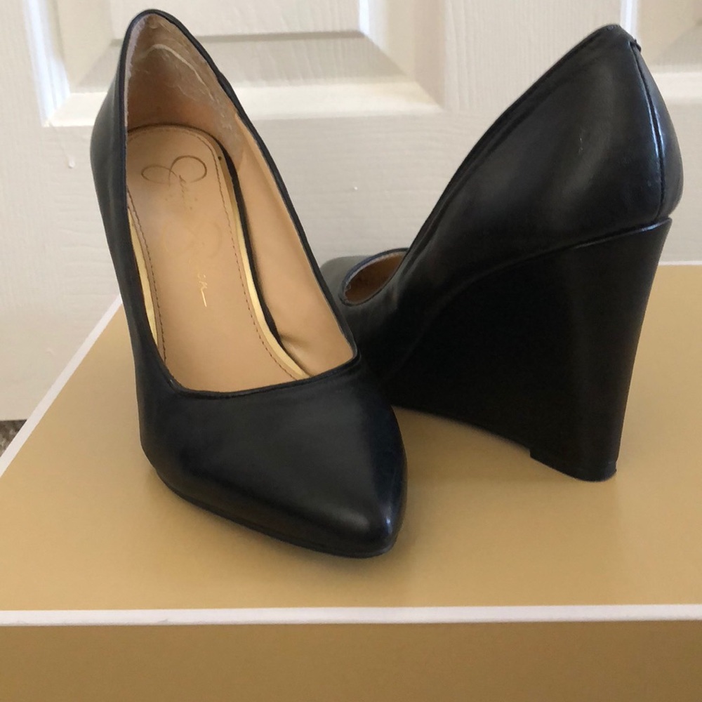 Jessica Simpson leather point wedge dress shoe